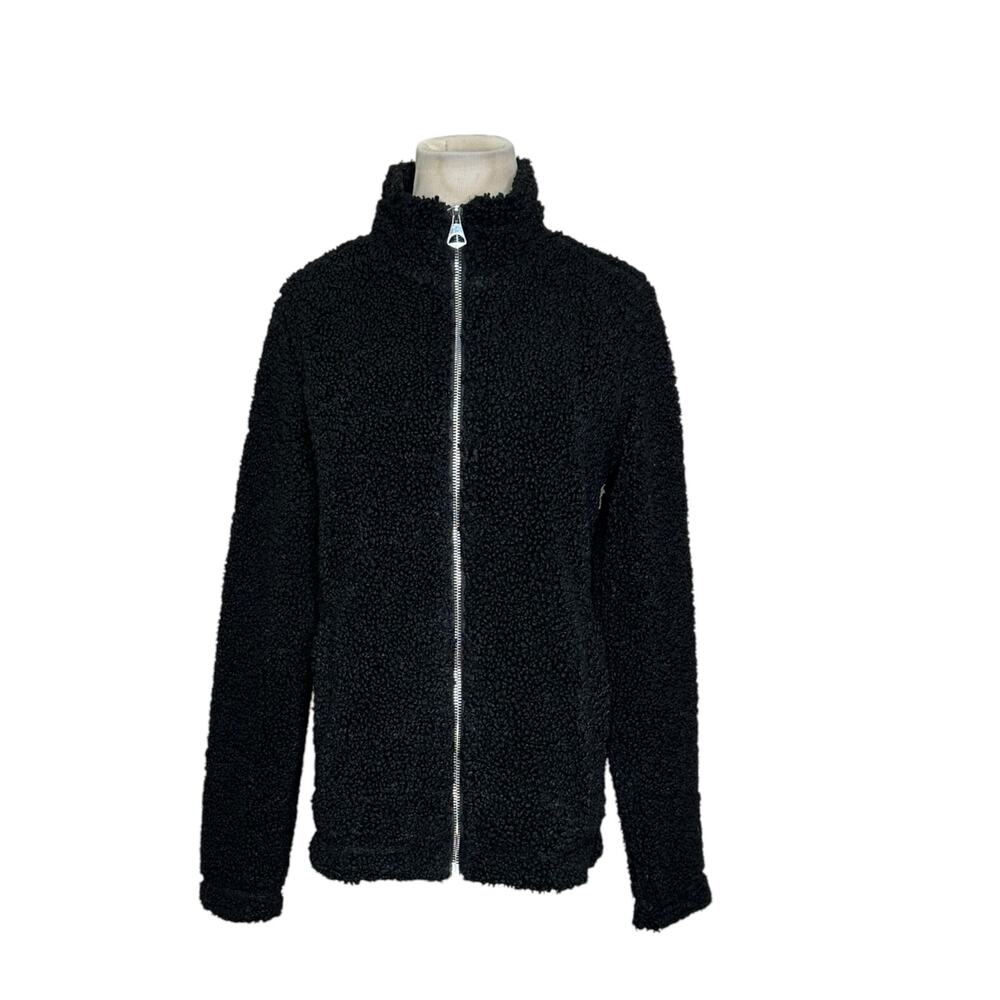 H&M black teddy long sleeves full zip jacket size XS